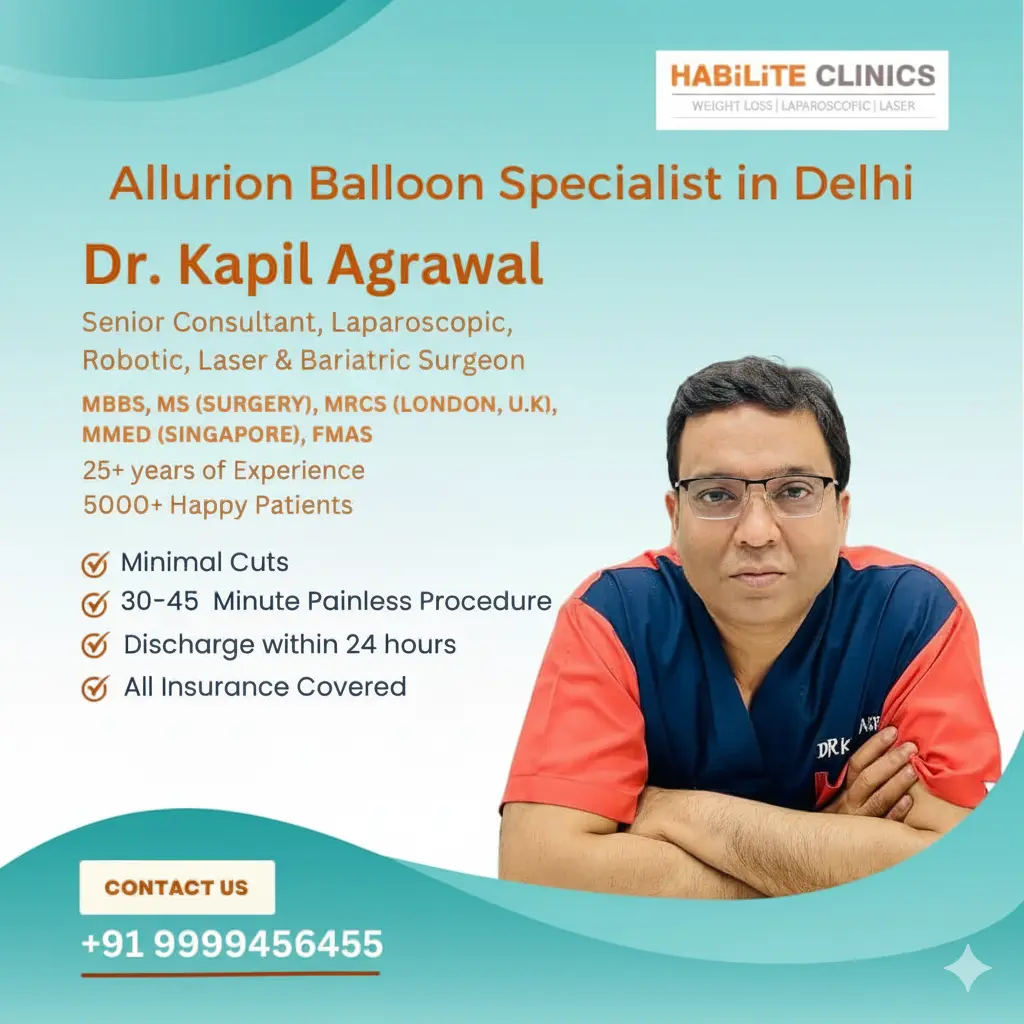 Top 5 Best Allurion Intragastric Balloon Specialist in Delhi - Dr. Kapil Agrawal | Swallowable Gastric Balloon | Non-Surgical Weight Loss | 23 Years Experience | Apollo Hospital | Book Consultation