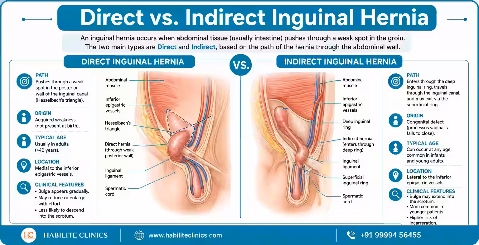 Direct vs Indirect Inguinal Hernia